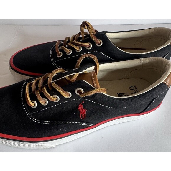 Polo Ralph Lauren Keaton-Pony Men\'s Canvas Sneakers - Black/Red  - Men\'s 8.5 main image 10